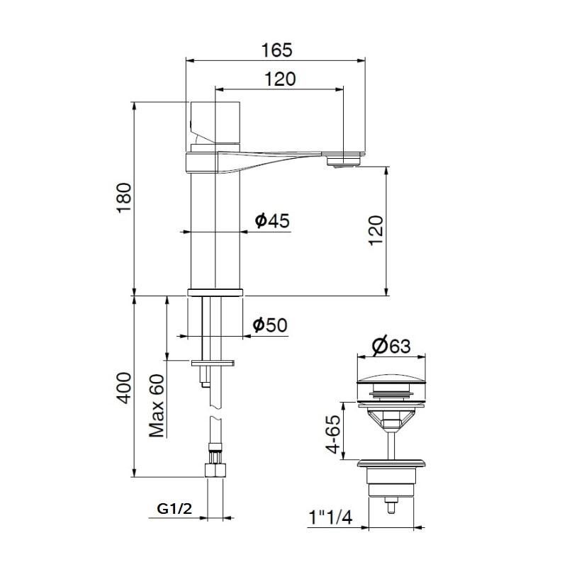 Смеситель для раковины Webert ONE-B NB830102741, белый/сталь