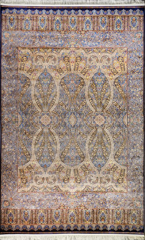 Турецкий ковер из шёлка и модала Carpet «SILK QUM» 9053E-NAVY-NAVY 60 x 90 см фото 1