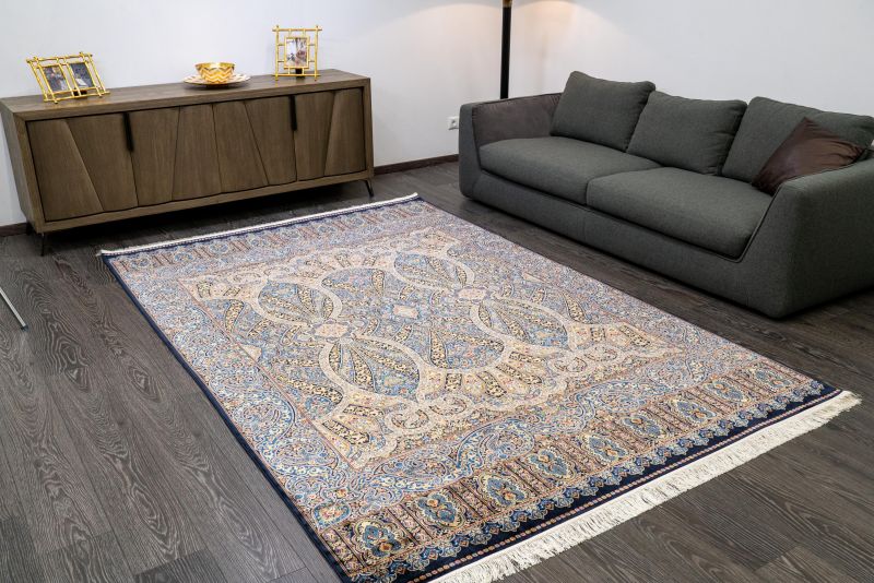 Турецкий ковер из шёлка и модала Carpet «SILK QUM» 9053E-NAVY-NAVY 60 x 90 см фото 2