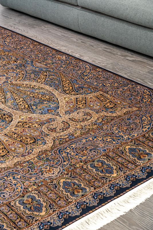 Турецкий ковер из шёлка и модала Carpet «SILK QUM» 9053E-NAVY-NAVY 60 x 90 см фото 4