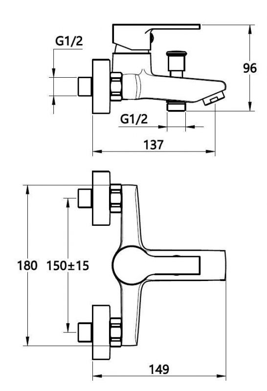 Смеситель для ванны VODA Fin FN54