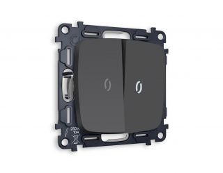 Комплект механизма 2-кл выключателя с подсветкой 5600K Ambrella Volt OMEGA Графит мягкое касание (OP9040, VM115, G14W) MO904015