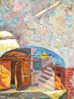 Картина "Внутренняя обходная галерея, северо-западное крыльцо Покровского Собора" Нина Силаева