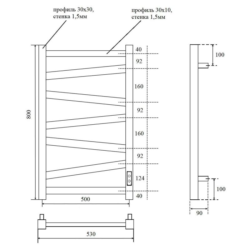 Полотенцесушитель электрический Point Феникс PN15858 80x53 хром