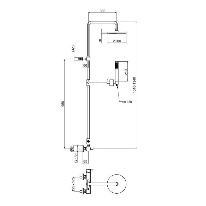 Душевая система Webert Azeta AZ870105015PVC, хром глянцевый