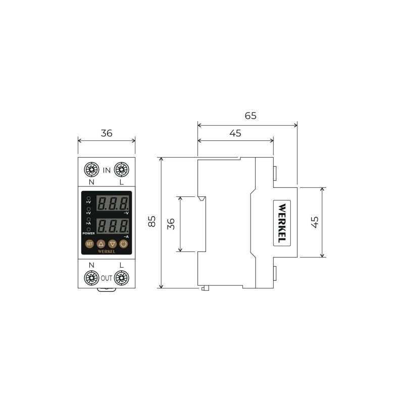 Реле напряжения 1P+N 63А Werkel W932P63R фото 3