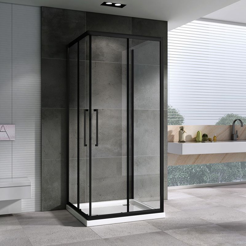 Душевой уголок ABBER Schwarzer Diamant AG02080BH-S80B 80х80, профиль черный, стекло прозрачное фото 2