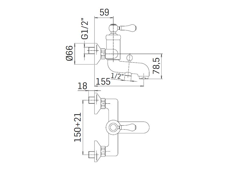 Смеситель для ванны с душем Mamoli Country 1290FS110021 фото 2