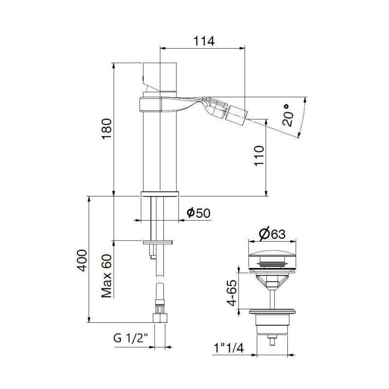 Смеситель для биде Webert ONE-B NB840102015