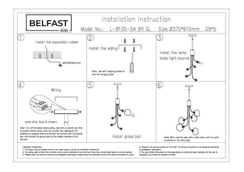 Подвесная люстра Belfast Bryson L-8130-5A BR GL