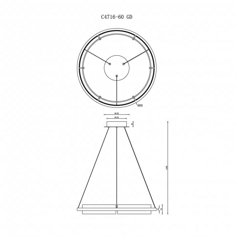 Светильник подвесной iLedex Meridian C4716-60 GD