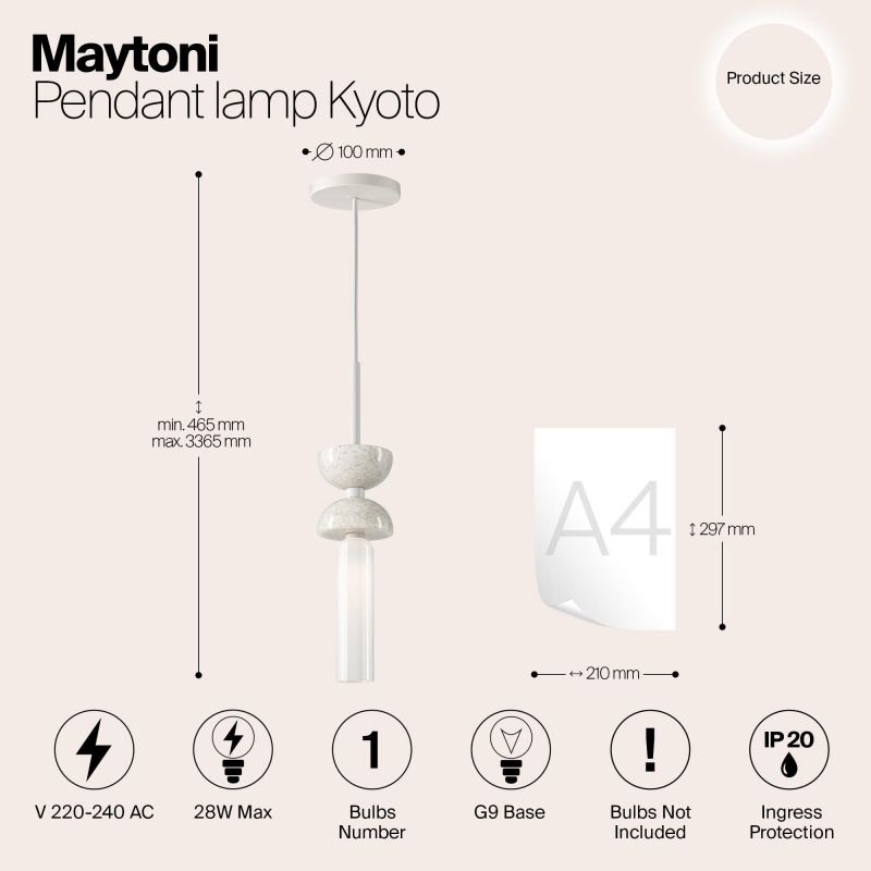 Подвесной светильник Maytoni Kyoto 220-240V 28W IP20 3000K MOD178PL-01W фото 3