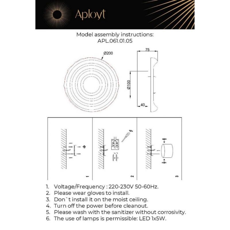 Светильник настенный (Бра) Aployt Anecia LED 3000К(теплый) 5W APL.061.01.05 фото 4