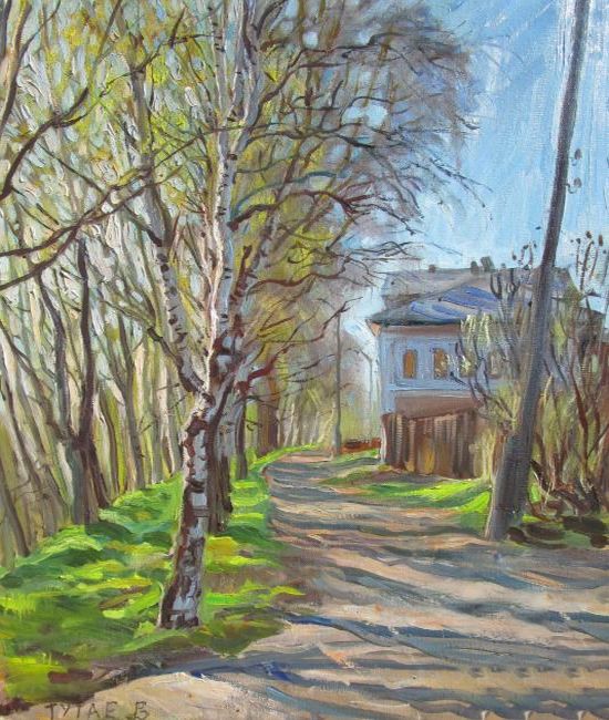 Картина "Тутаев (Романов-Борисоглебск), Волжская Набережная, весна ("Кустодиевский бульвар")" Гаянэ Добровольская