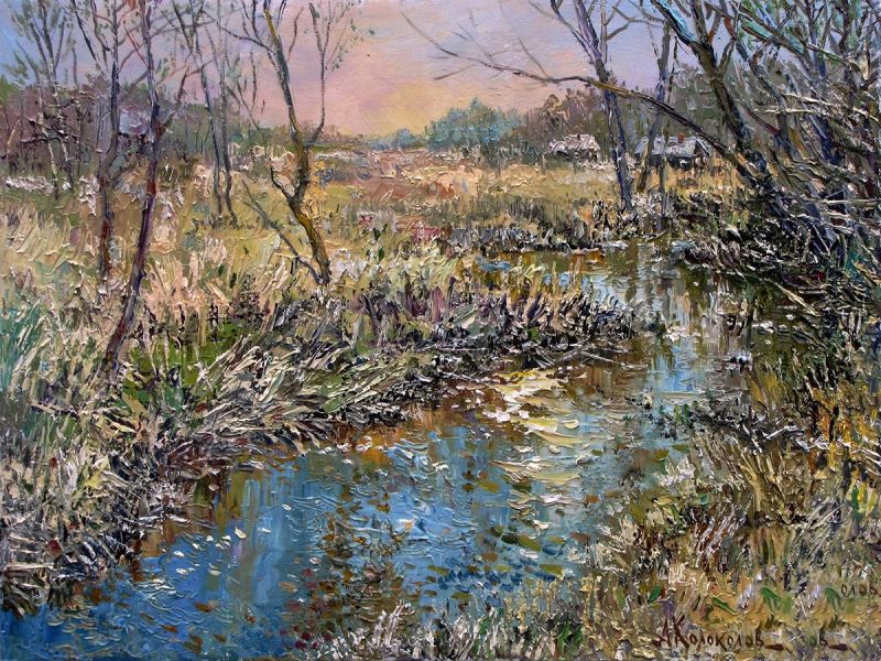 Картина "Весенний ручей" 50x40 Антон Колоколов фото 1
