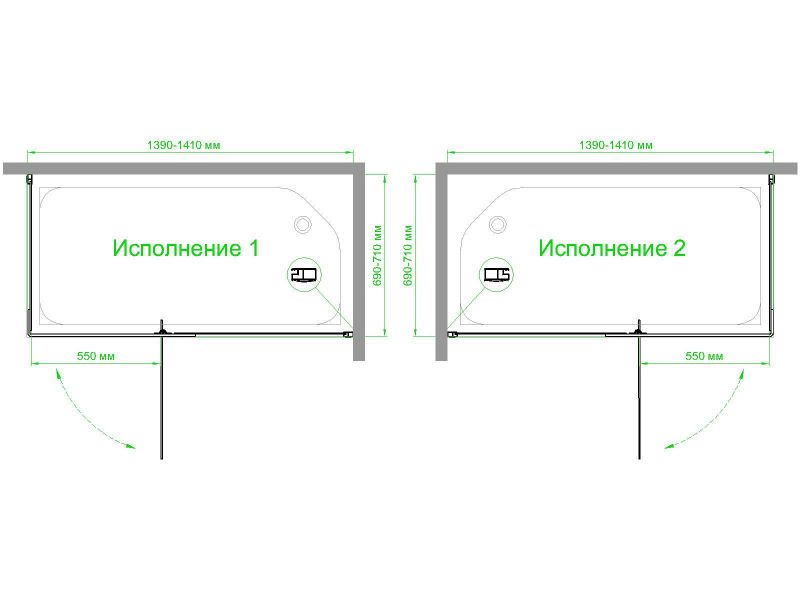 Душевой уголок Royal Bath RB HPVD-C, 140х70 см