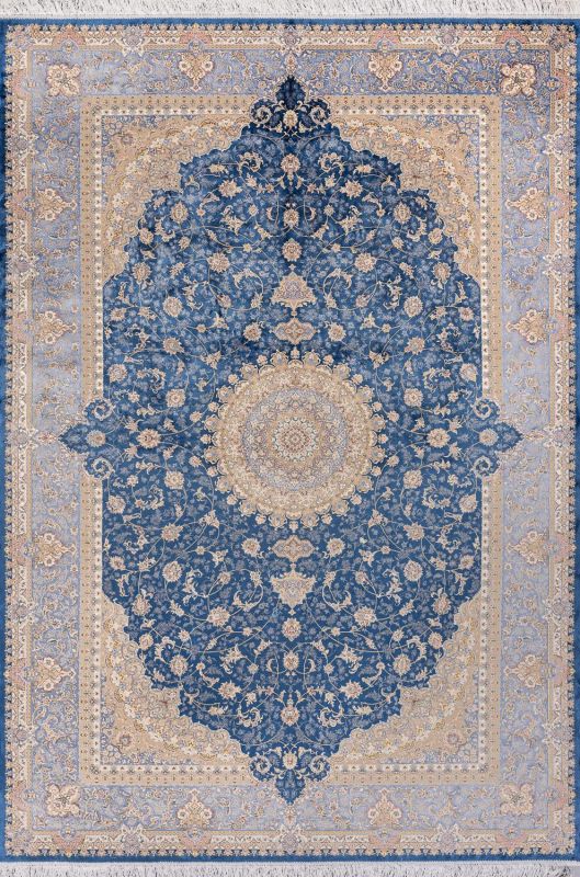 Иранский ковер из шёлка и модала Carpet «MASTERPIECE QUM» 015-24-21-DBLUE 200 x 300 см фото 1