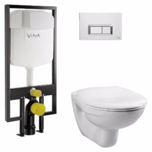 Унитаз подвесной с инсталляцией Vitra Normus 9773B003-7200, кнопка смыва хром