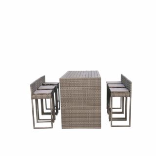 Барный комплект плетеной мебели Afina BD-1829637_6Pcs Grey