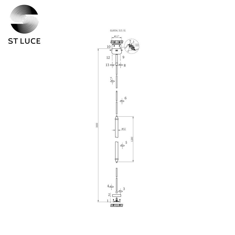 Торшер с креплением к потолку ST Luce Olbia SL6004.315.01