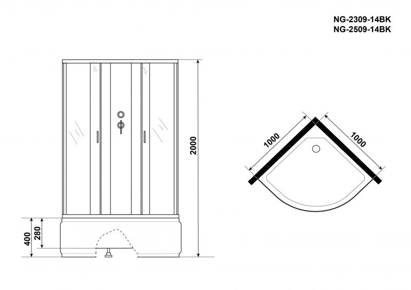 Душевая кабина Niagara Classic NG-2509-14BK 100х100 фото 6