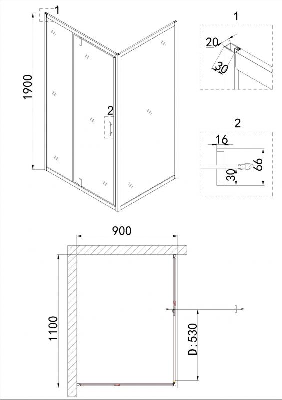 Душевой уголок Niagara Nova NG-83-11AB-A90B 110х90