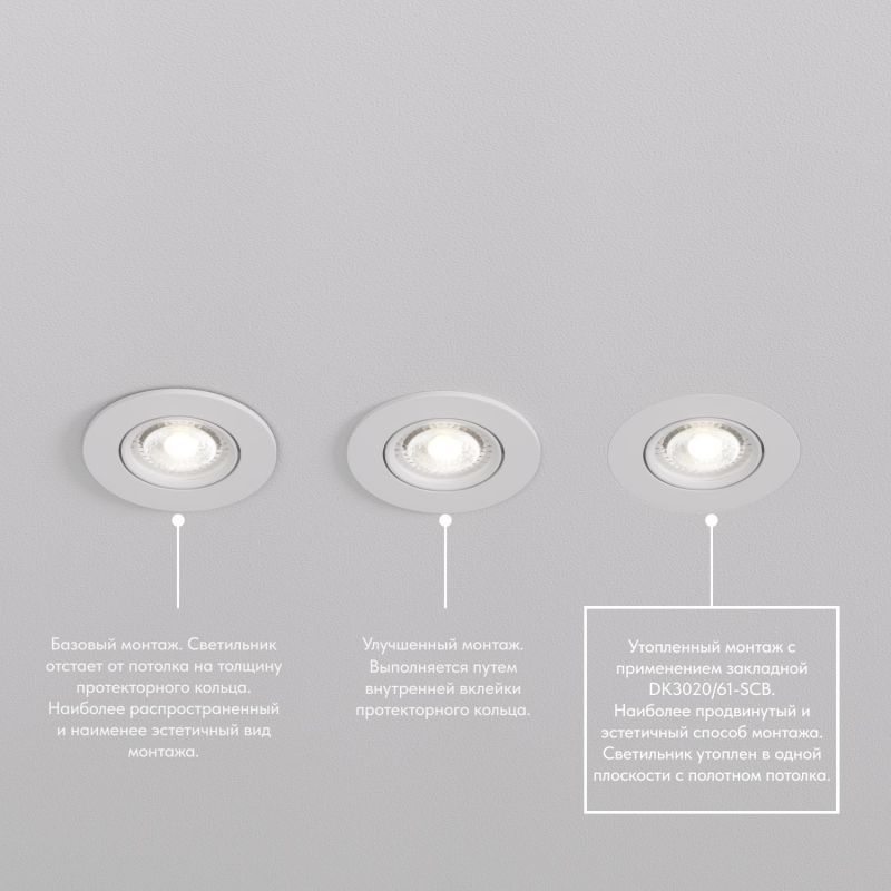 Встраиваемый светильник Denkirs DK3020WW IP 20, 10 Вт, GU5.3, LED, белый, пластик DK3020-WH фото 13