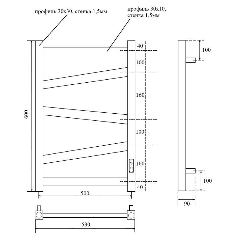 Полотенцесушитель электрический Point Феникс PN15856B 60x53 черный