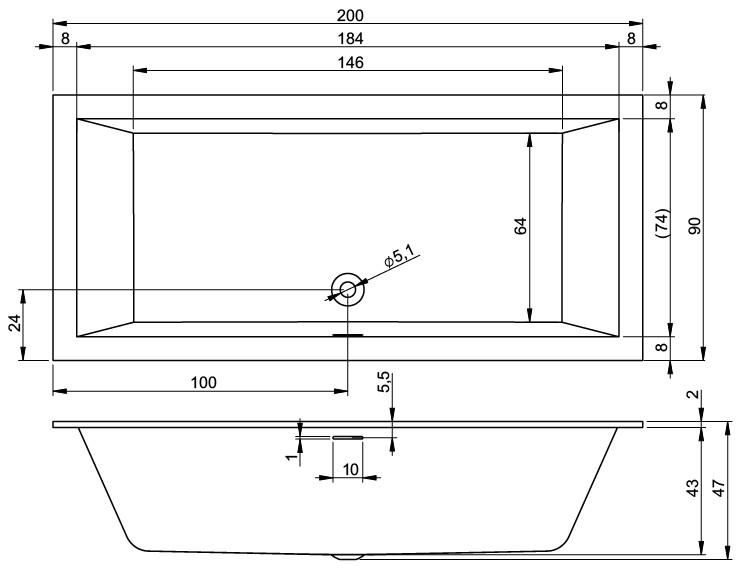 Акрилова ванна Riho Rething B110022005 200х90 см.