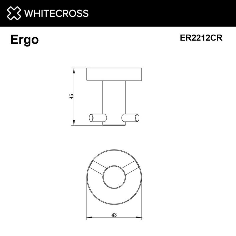 Крючок двойной WHITECROSS Ergo ER2212CR, хром