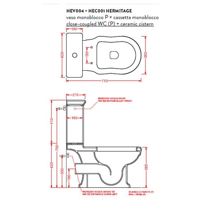 Чаша унитаза Artceram Hermitage HEV004 01 00