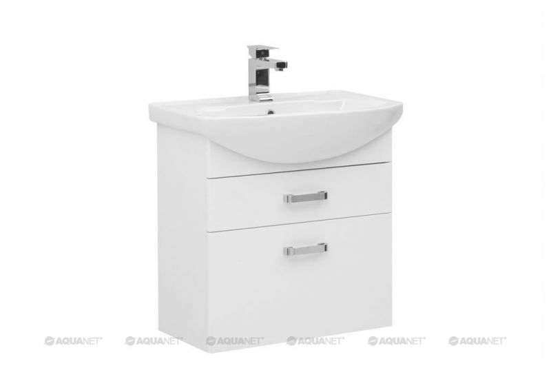 Тумба с раковиной Aquanet Ирис 65 белый (2 ящика) 00212660 фото 1