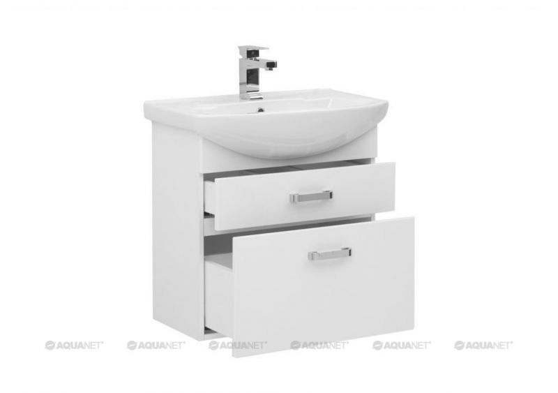 Тумба с раковиной Aquanet Ирис 65 белый (2 ящика) 00212660 фото 2
