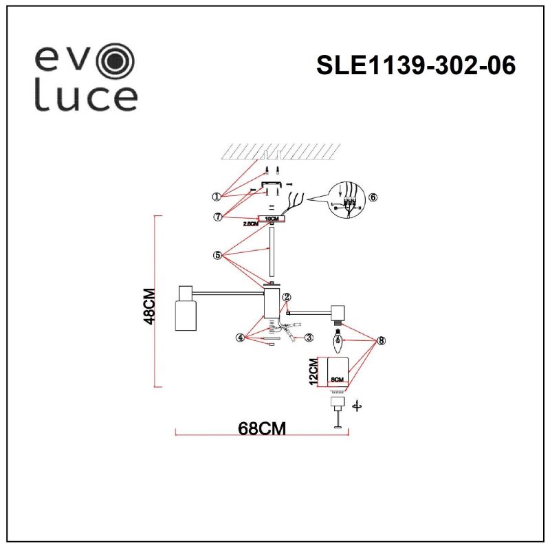 Люстра потолочная Evoluce GESSI SLE1139-302-06