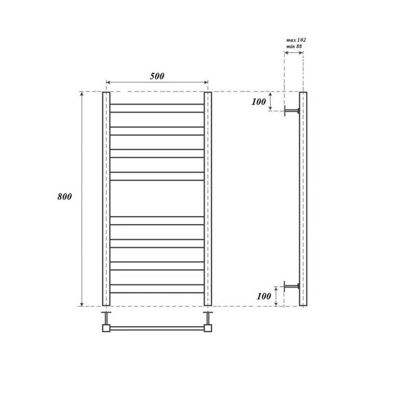 Полотенцесушитель водяной Point Меркурий PN83158B 80x53 черный