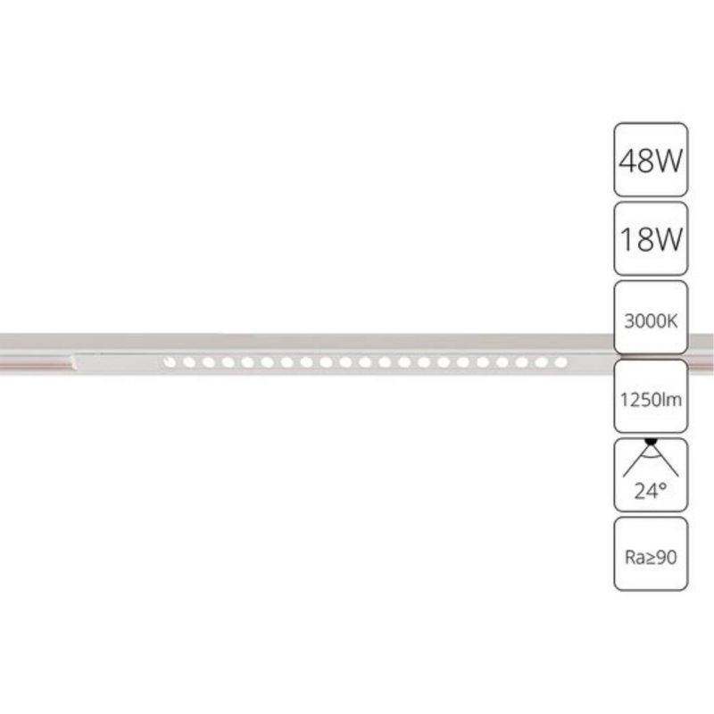 Магнитный трековый светильник Arte Lamp Optima A7287PL-1WH 48В 18Вт 1250Лм 3000K 90+ 24°