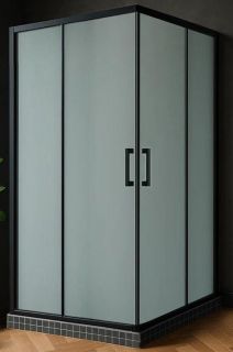 Душевой уголок RBHPD-C-BL,115х115 см, профиль черный, стекло матовое