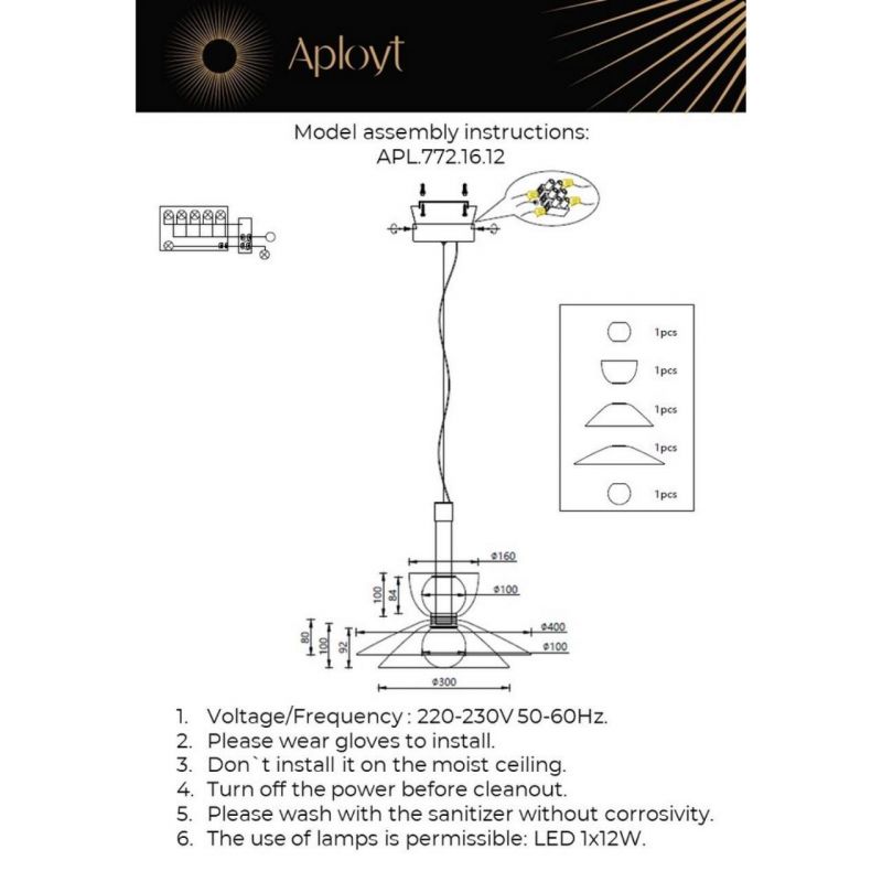 Светильник подвесной Aployt Daga LED 3000К(теплый) 12W APL.772.16.12 фото 2
