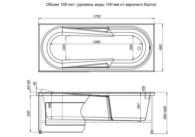 Акриловая ванна Aquanet Hellas 00203977 170x70