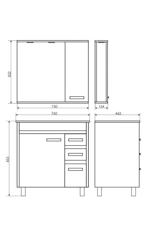 Зеркальный шкаф Марио-75 Comforty 00003121624 сосна лоредо