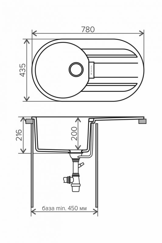 Мойка кухонная Tolero TL-780 №911 черная