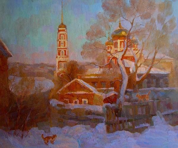 Картина "Дворик на улице Зарубина" 65x80 Слыщенко Елена