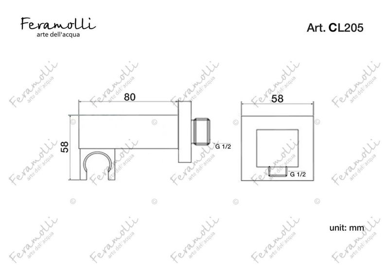 Подключение для шланга с держателем Feramolli Tropicale CL205, хром