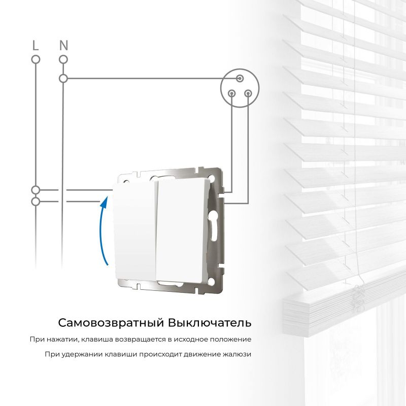 Выключатель двухклавишный с самовозвратом Werkel (белый) W1122401