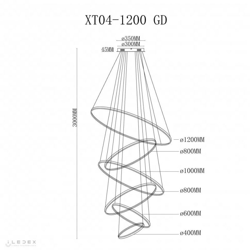 Светильник подвесной iLedex Axis XT04-D1200 GD