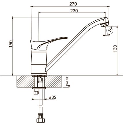 Смеситель для кухни Flortek 31FK.01L.1110.202