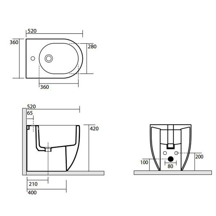 Биде приставное Kerasan FLO 312001*1