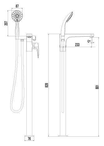 Смеситель для ванны Lemark Shift LM4344C