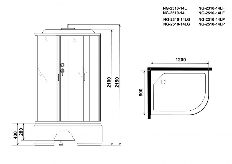 Душевая кабина Niagara Classic 120/80/215 25101434L 80x120