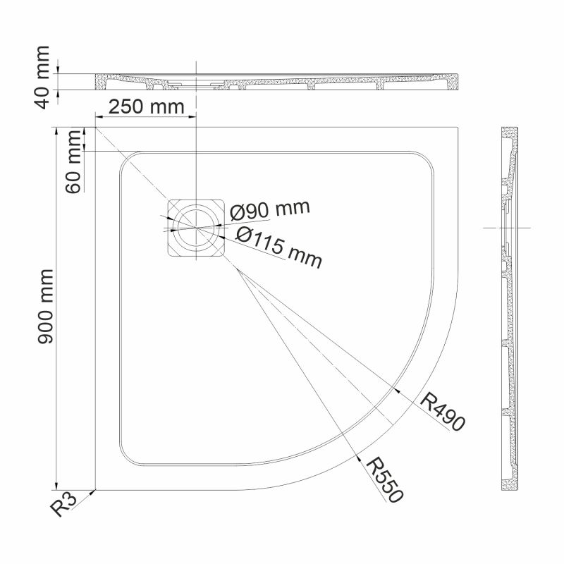 Душевой поддон WasserKraft Dinkel 58T 58T01 90x90 белый